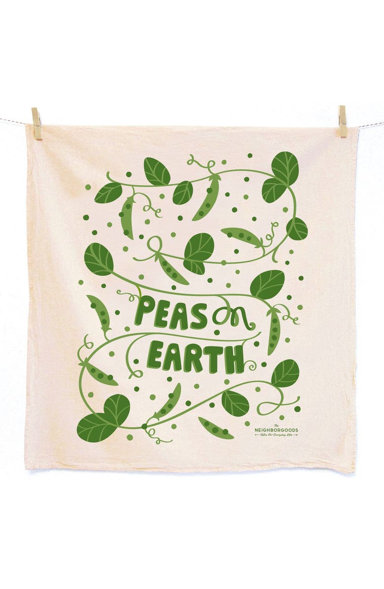 The Neighborgoods Peas Dish Towel + Sponge Cloth Gift Set, Main, color, Green
