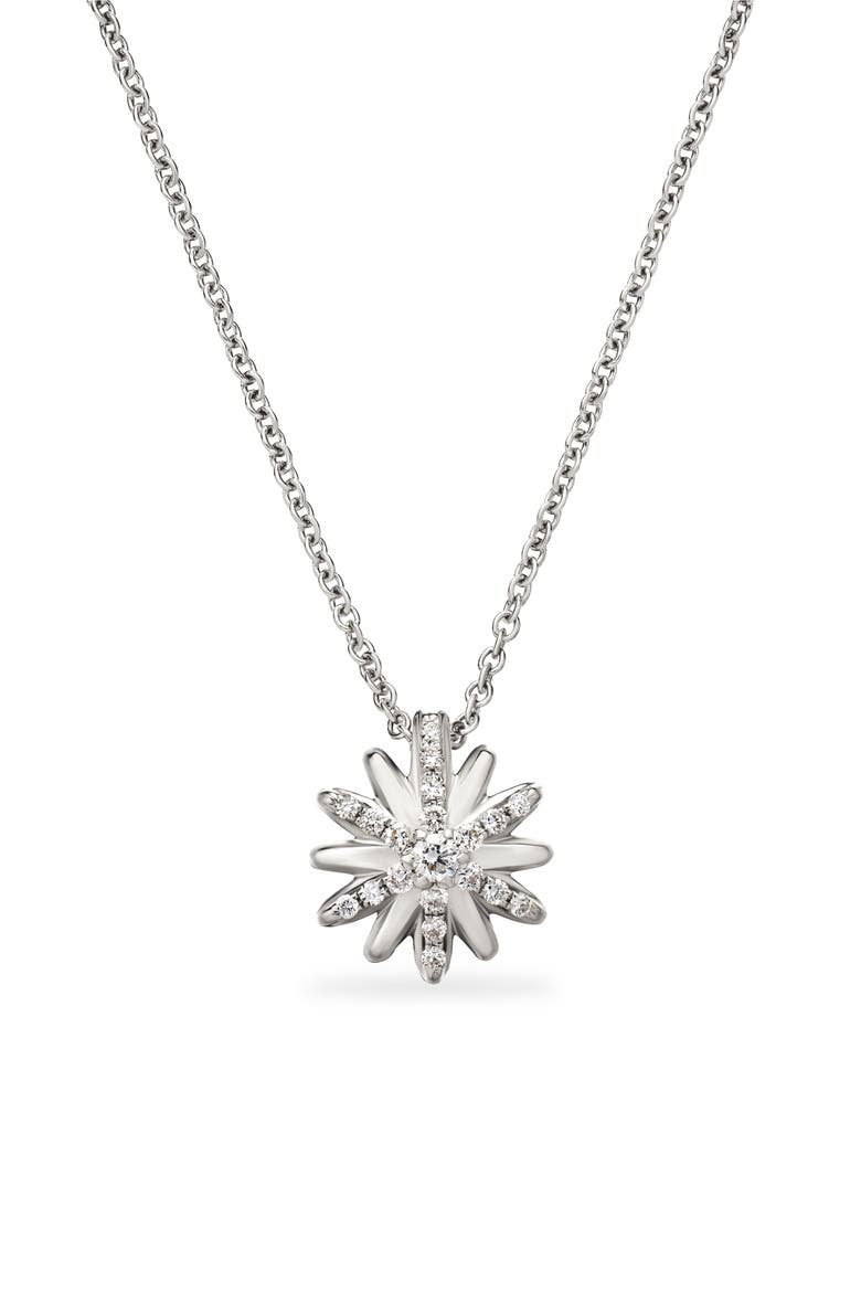 Petite Starburst Pendant Necklace with Diamonds, Main, color, DIAMOND/ SILVER