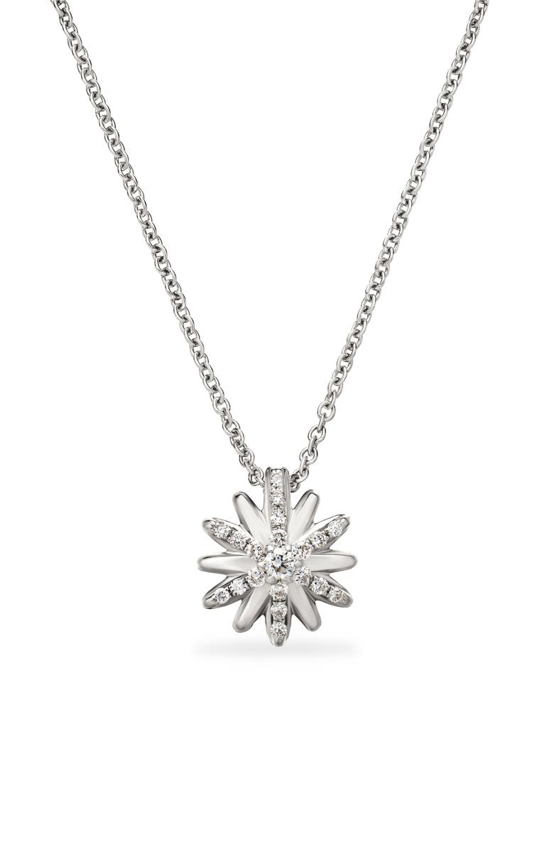 David Yurman Petite Starburst Pendant Necklace with Diamonds, Main, color, Diamond/ Silver