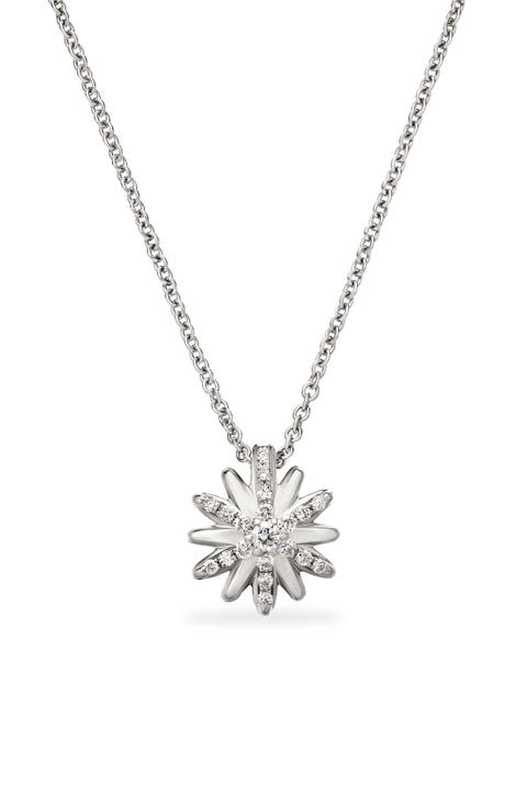 Petite Starburst Pendant Necklace with Diamonds