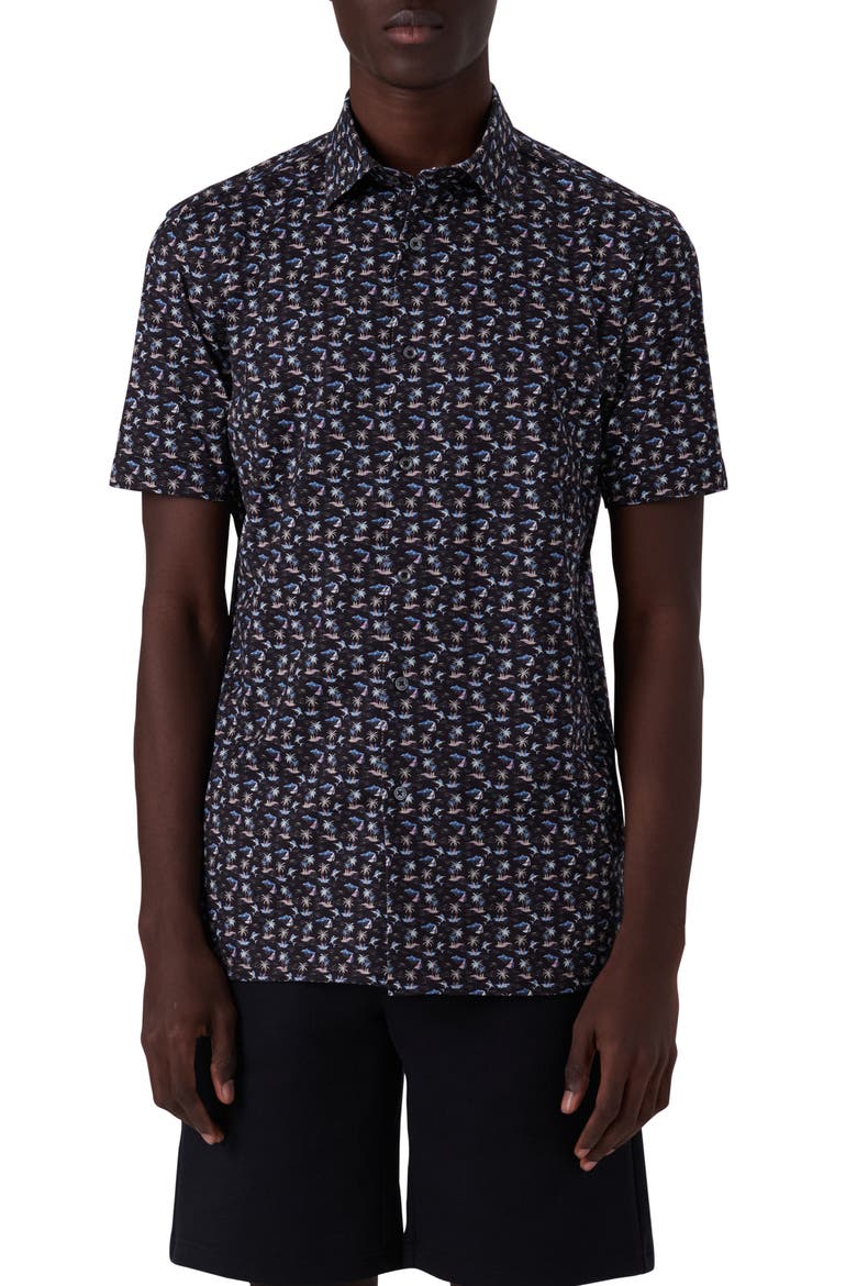 Milo OoohCotton® Short Sleeve Button-Up Shirt, Main, color, MIDNIGHT