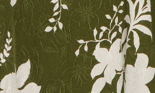 Shop Renee C Jacquard Floral Top In Olive