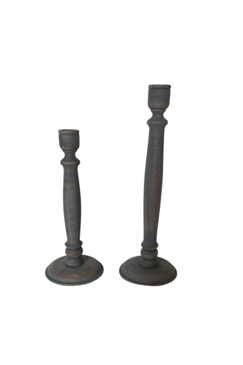 Tapered Candle Holder, Dark Grey Wood, Main, color, Dark Grey