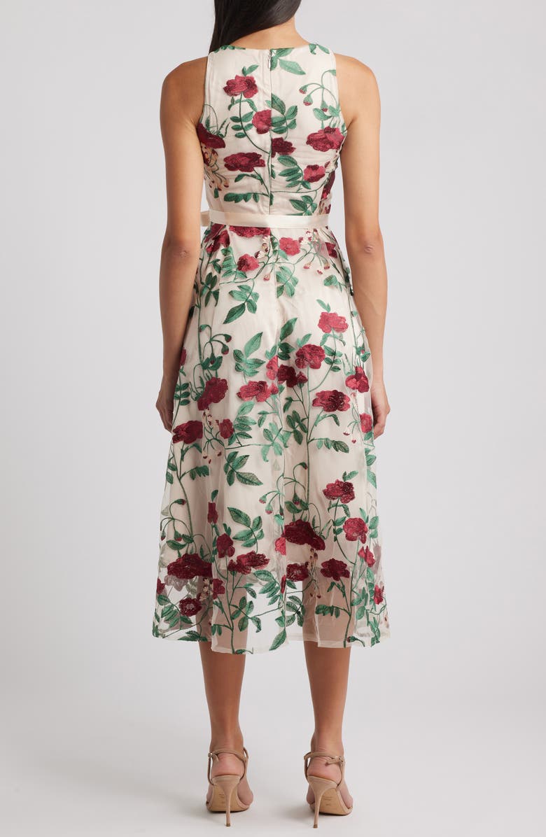 Tahari ASL Embroidered Midi Cocktail Dress, Alternate, color, Nude Sangria