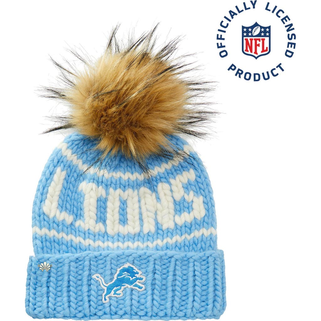 Lele Sadoughi The Lions Beanie With Faux Fur Pom In Blue