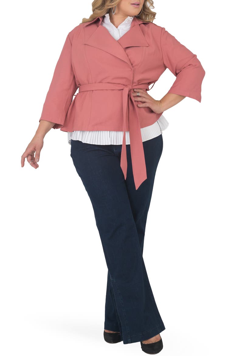 Belted Crop Jacket, Alternate, color, PINK