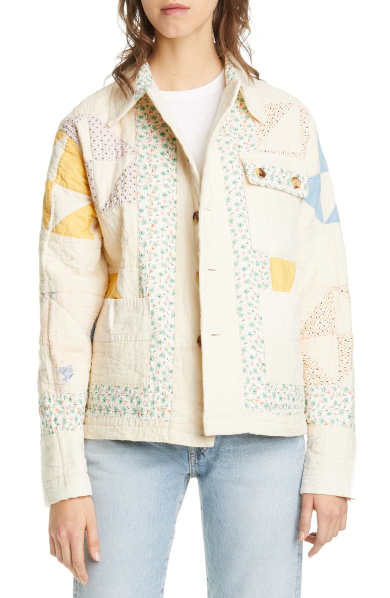 Bode One of a Kind Fan Quilted Workwear Jacket, Main, color, 