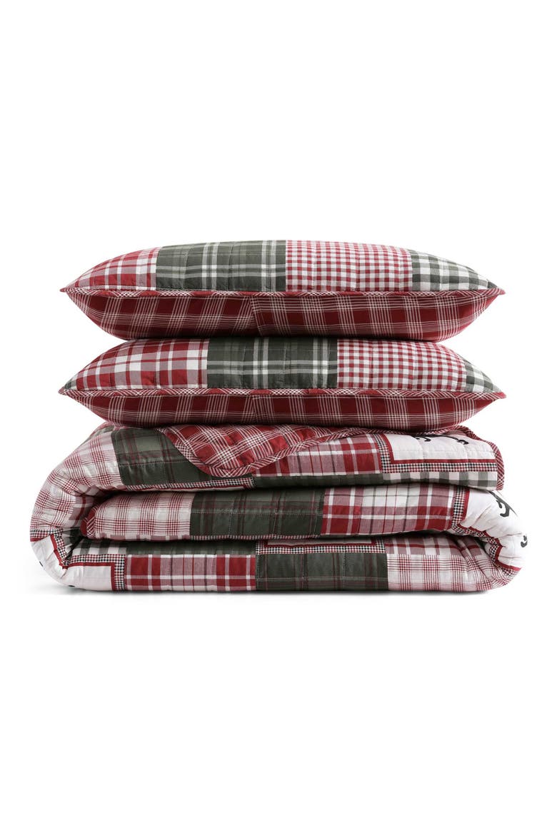 Buddy Patchwork Quilt Set, Main, color, IVORY/ RED/ GREEN