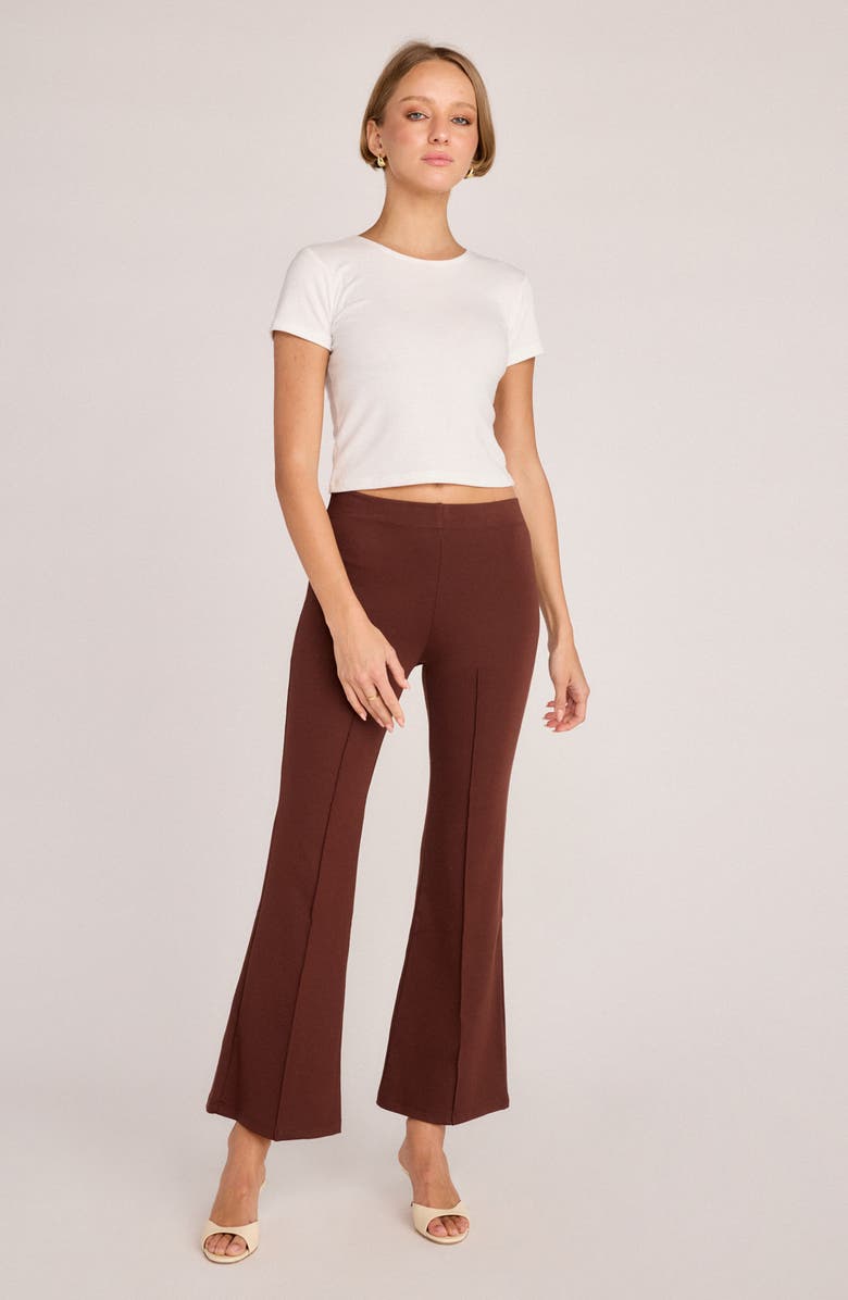 Sunday Ritual Emily Pull-On High Waist Flare Ponte Pants, Alternate, color, Chocolate