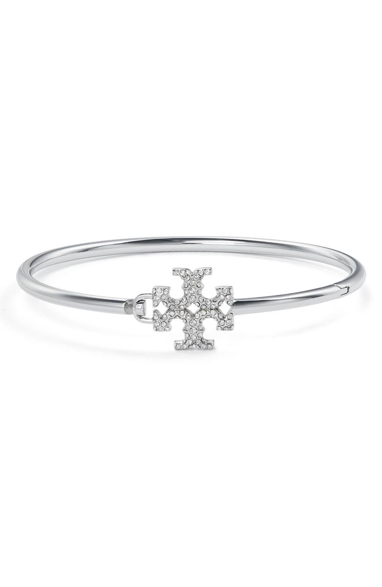 Tory Burch Eleanor Pavé Hinged Cuff Bracelet, Main, color,