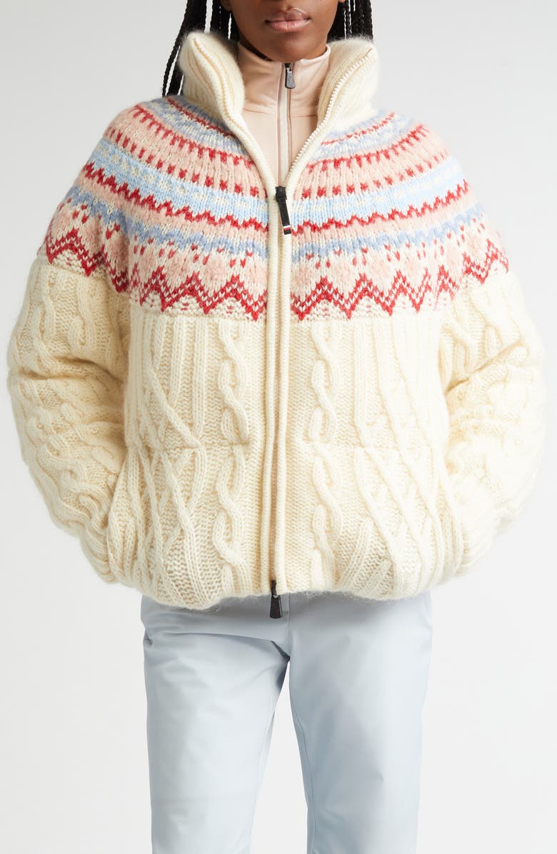 Moncler Grenoble Fair Isle Cable Knit Down Puffer Jacket | Nordstrom
