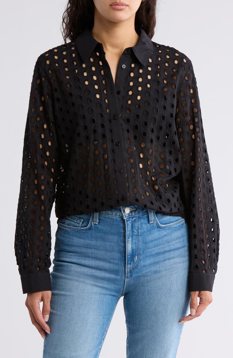 L'AGENCE Lindy Eyelet Button-Up Shirt, Main, color, 