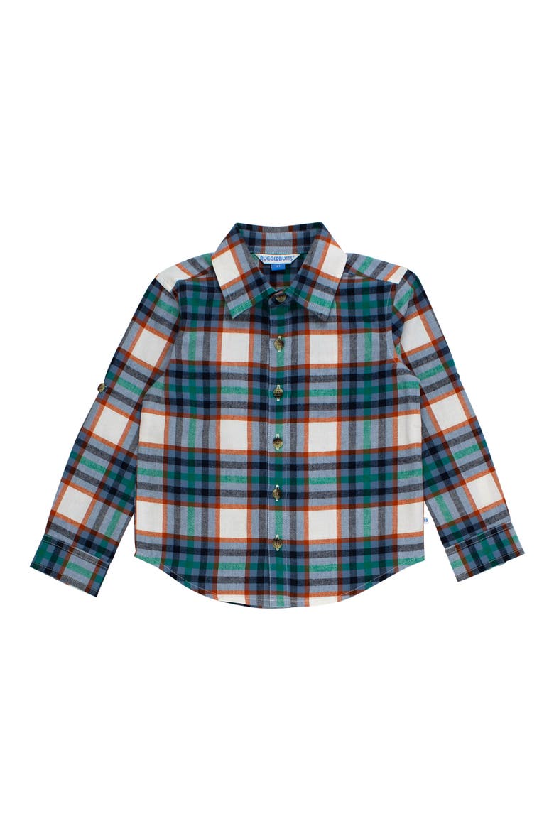 Peyton Plaid Cotton Button-Up Shirt, Main, color, BLUE