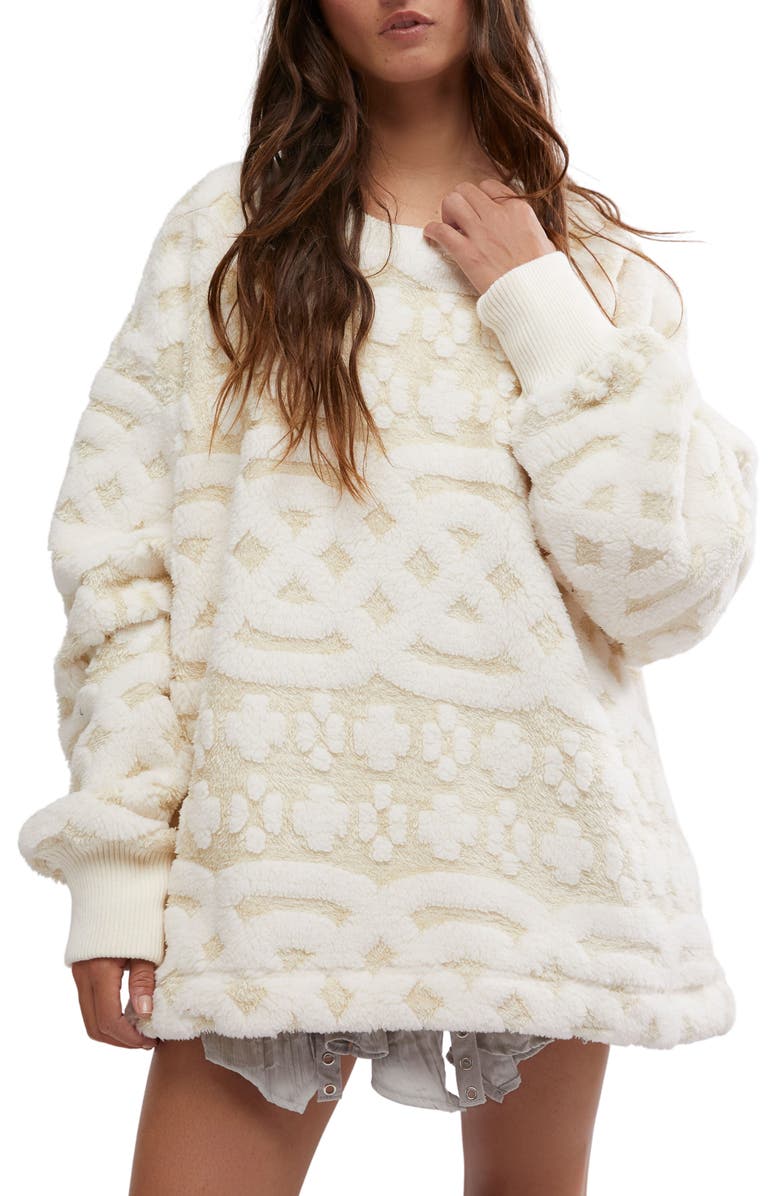Free People Oversize Faux Fur Sweatshirt, Main, color, 
