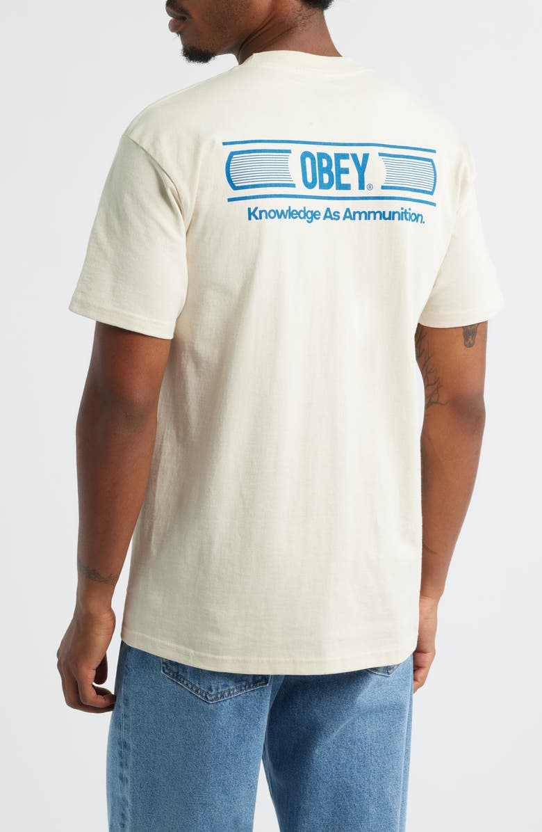 Obey Knowledge As Ammunition Graphic T-Shirt, Alternate, color, Cream