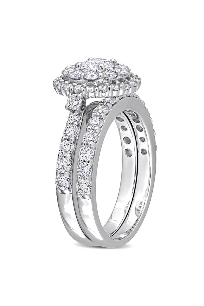 1-3/4 CTW Lab-Grown Diamond Halo Bridal Ring Set, Alternate, color, White Gold