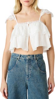 Steve Madden Leta Lace & Ruffle Crop Tank