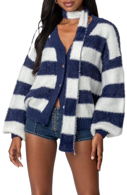 EDIKTED EDIKTED STRIPE SCARF & CARDIGAN SET 