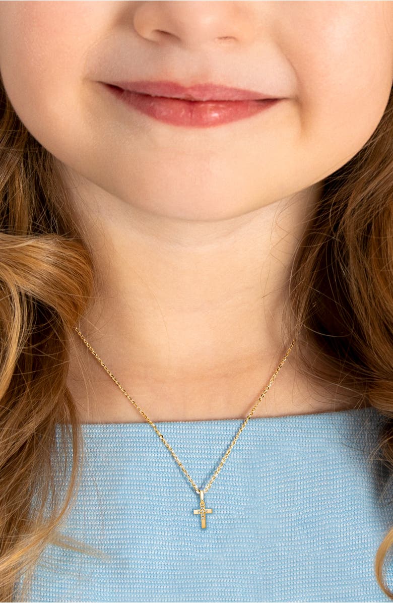 Tiny Blessings 14K Gold Pure Faith Cross 12-14" Necklace, Alternate, color, 14K Yellow Gold