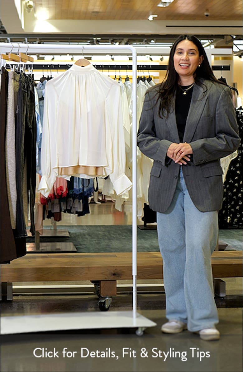 Draped Ruffle Mock Neck Crepe Top, sales video thumbnail