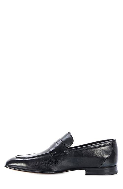 Santoni Gannon Penny Loafer In Black