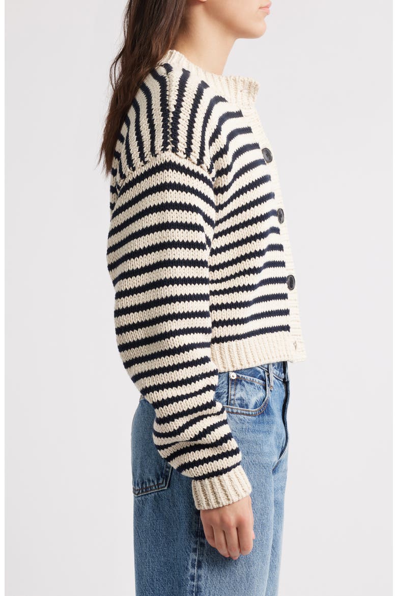 The Stripe Chunky Cotton Cardigan, Alternate, color, CREAM MULTI