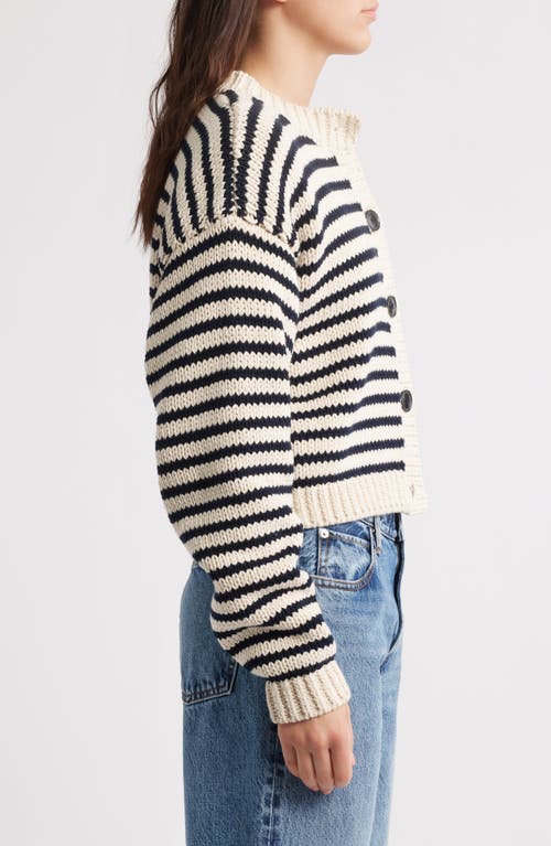 Frame The Stripe Chunky Cotton Cardigan In Cream Multi