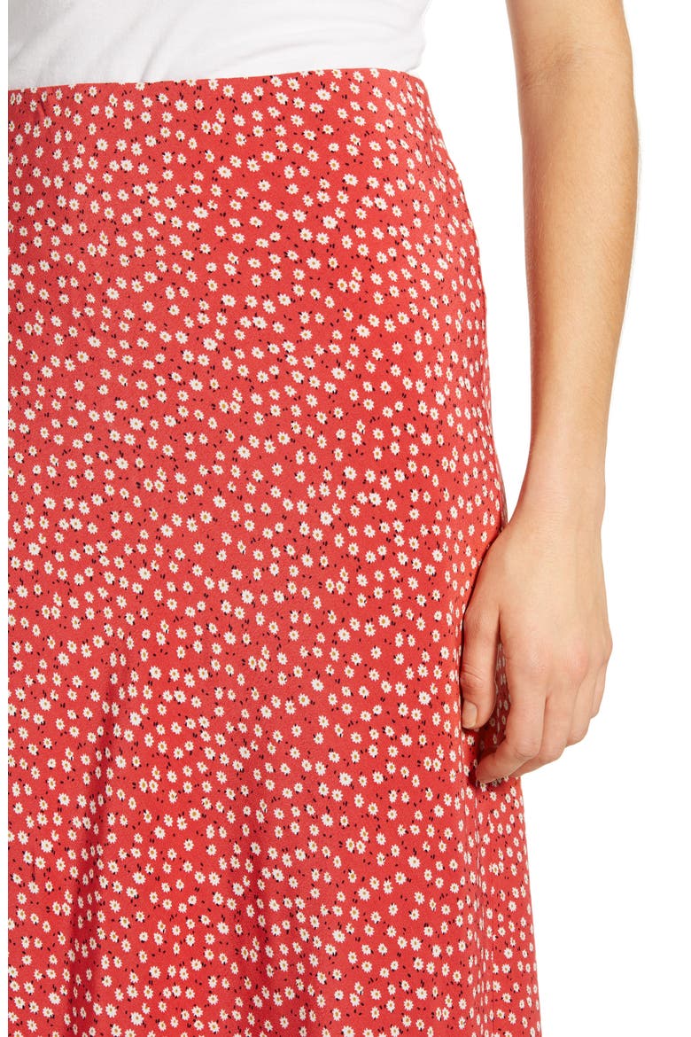 Anya Print Midi Skirt, Alternate, color, CARMINE DAISIES
