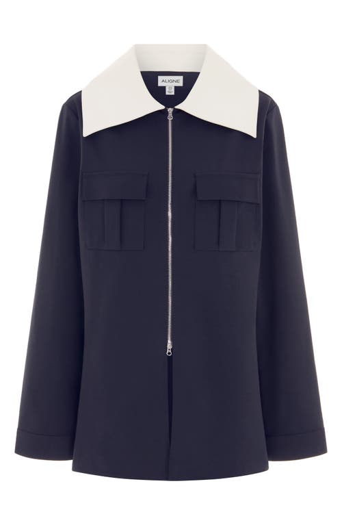 Aligne Tam Ponte Contrast Collar Jacket In Blue