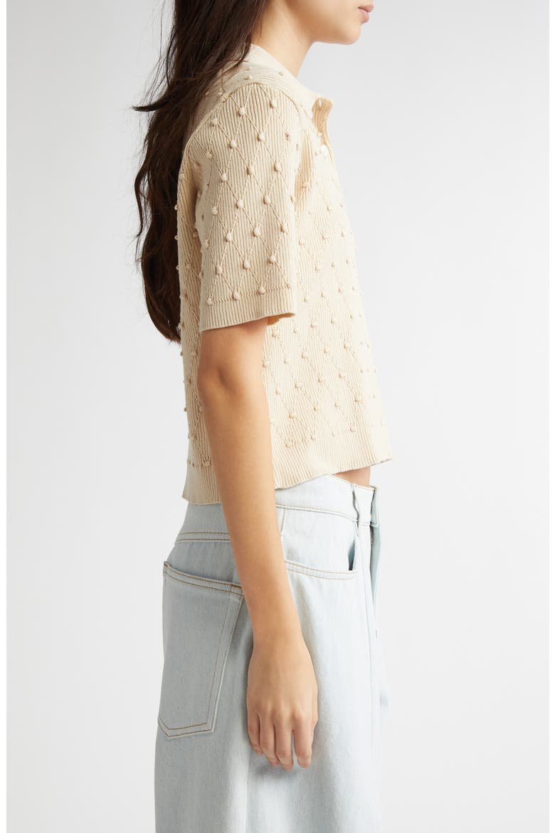 Textured Organic Cotton Polo Sweater, Alternate, color, MERENGUE