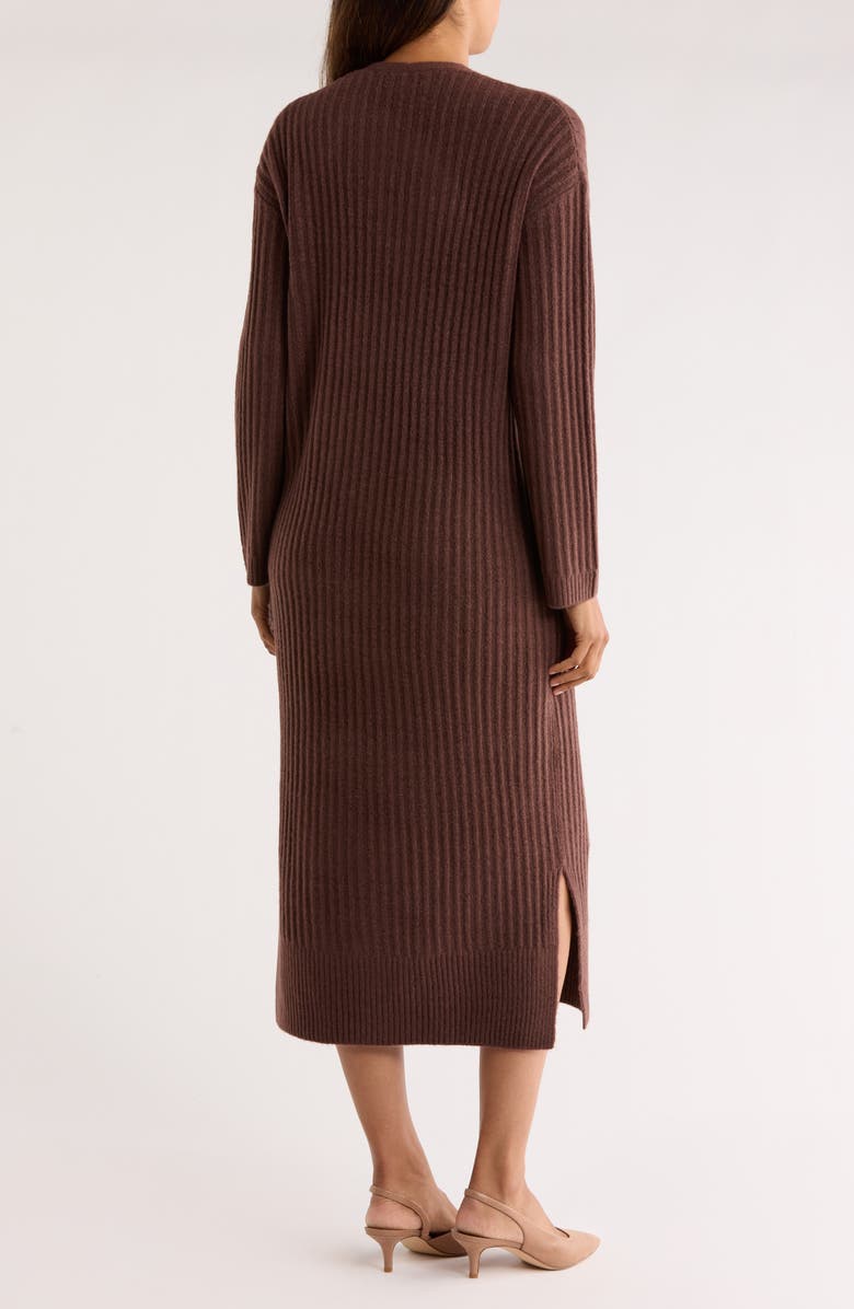 NORDSTROM RACK Long Sleeve V-Neck Sweater Dress, Alternate, color, Brown Malicacia