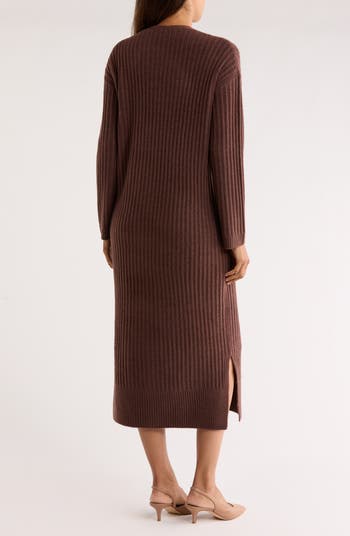 Long Sleeve V-Neck Sweater Dress