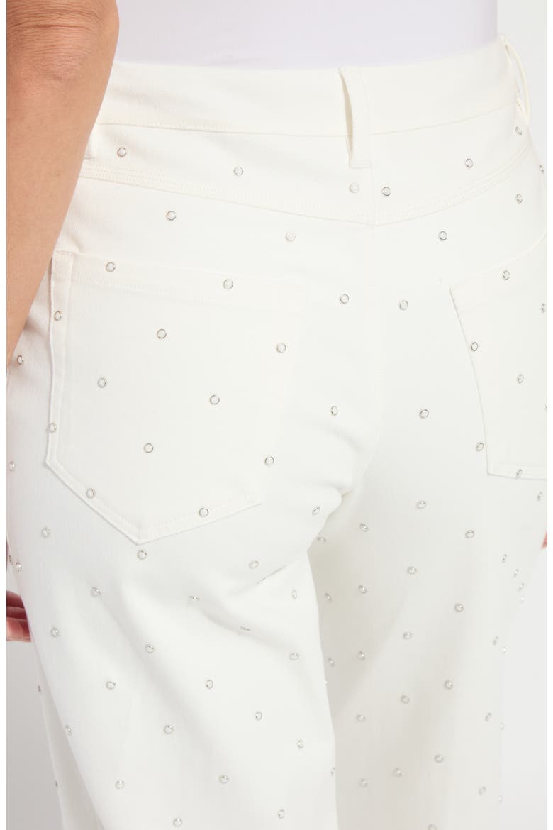 Audrey Embellished Pull-On Crop Wide Leg Knit Jeans, Alternate, color, ECRU WHITE