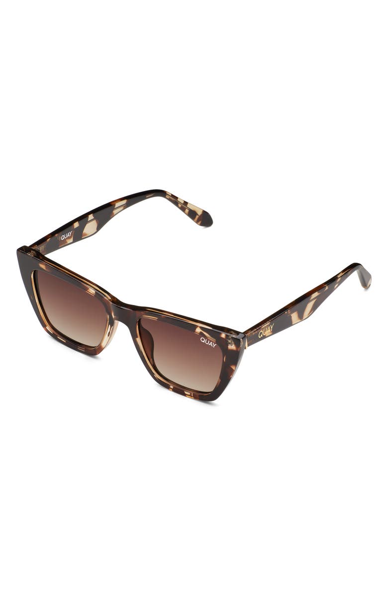 QUAY Call The Shots 54mm Gradient Cat Eye Sunglasses, Alternate, color, Tortoise/ Brown