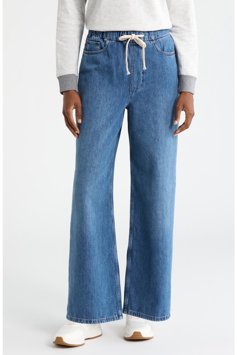 Ella Wide Leg Denim Pants, Main, color, MEDIUM WASH