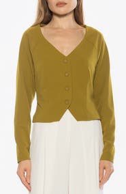 Alexia Admor Delyra Back Belt Front Button Crop Top