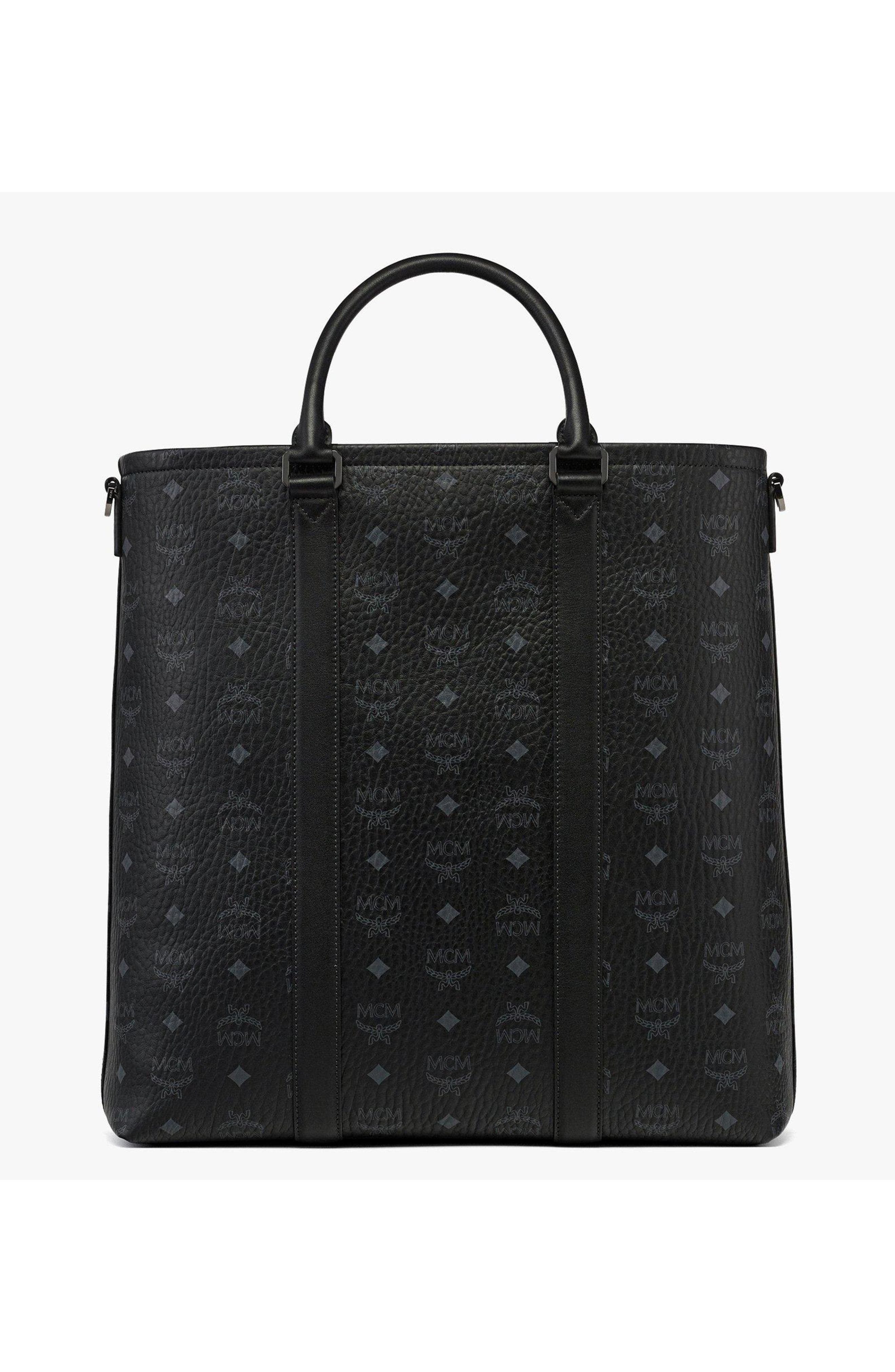 MCM Aren N/S Tote in Visetos, Alternate, color, Black