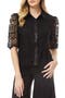 Brianna Lace Puff Sleeve Button-Up Top