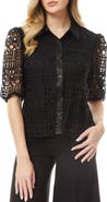 BY DESIGN Brianna Lace Puff Sleeve Button-Up Top