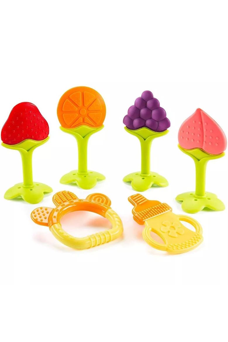 Silicone Baby Teethers Freezer Safe Gift Set, 6-Piece, Alternate, color, Fruits