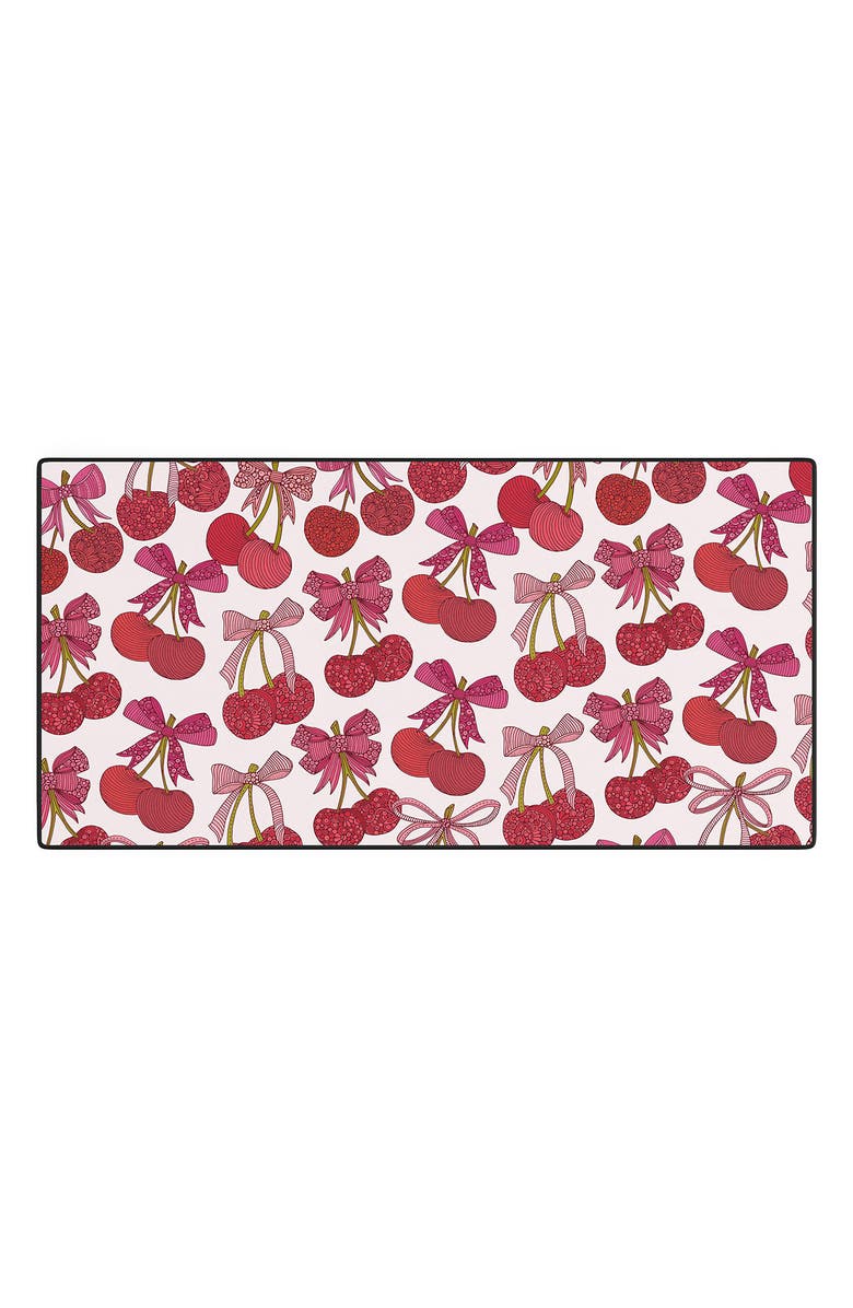 Deny Designs Cherries & Bow Print Desk Mat, Main, color, Red