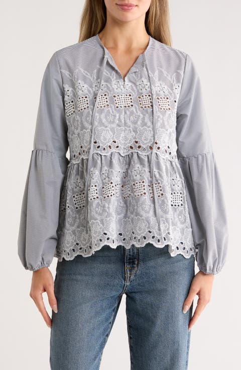 Long Sleeve Embroidered Top