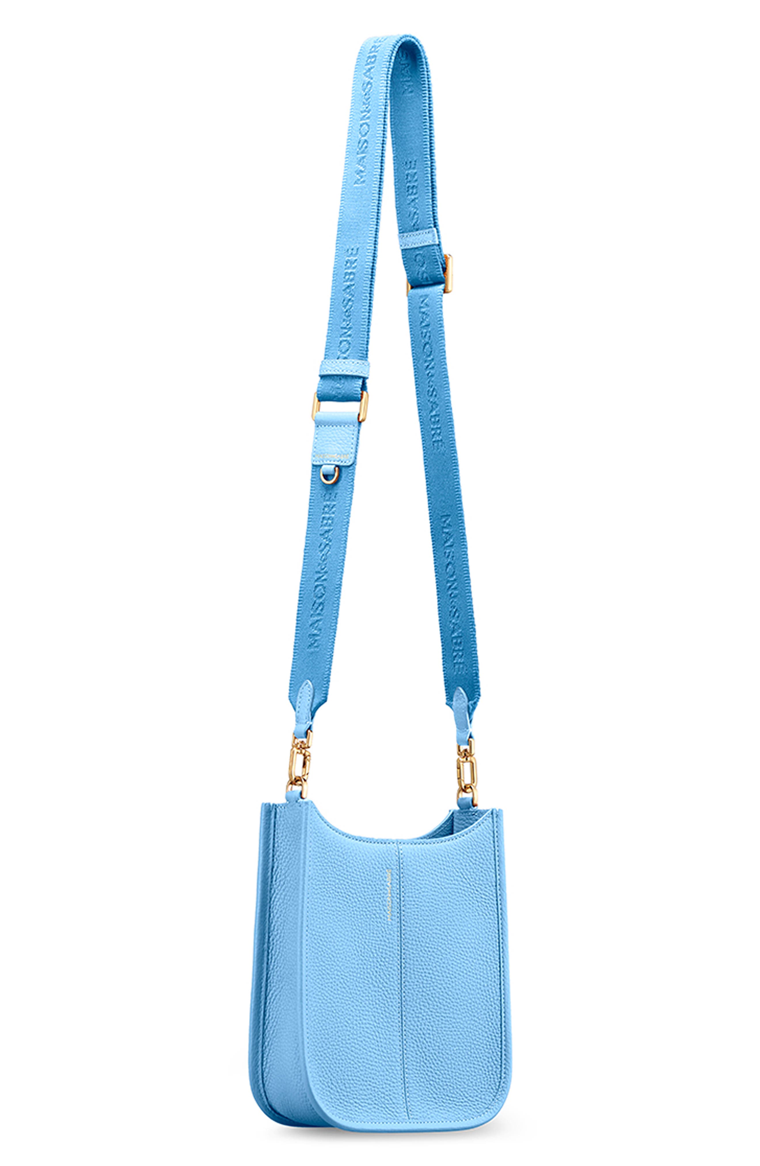 Leather Mini Saddle Bag, Alternate, color, Sky Blue