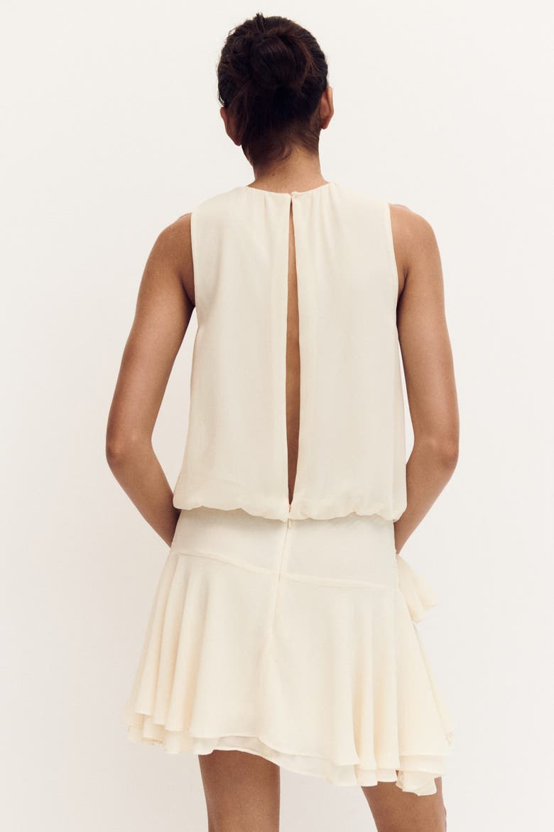 Tie-detail Chiffon Dress, Alternate, color, Cream