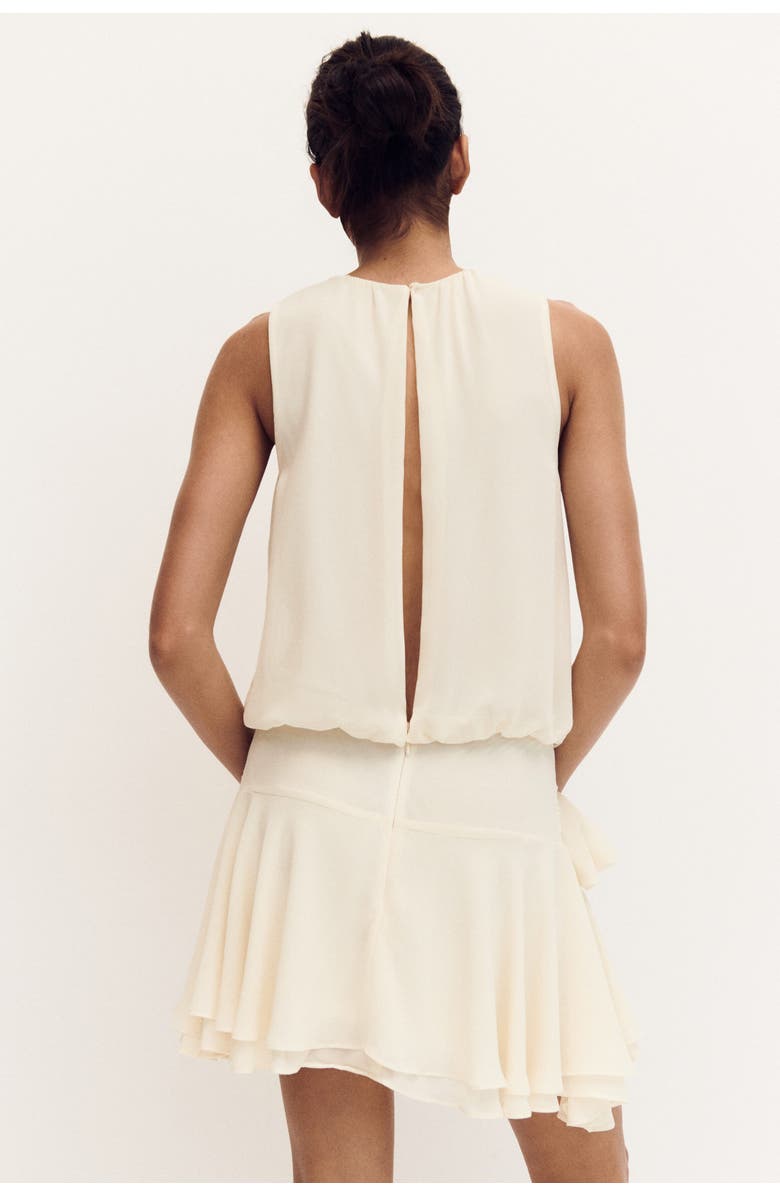 H&M Tie-detail Chiffon Dress, Alternate, color, Cream