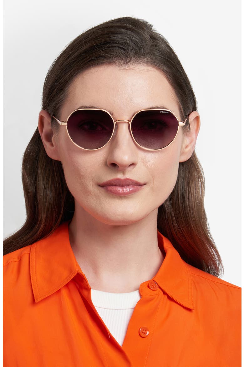 54mm Polarized Rectangular Sunglasses, Alternate, color, GOLD VIOLET/ BURGUNDY POLAR