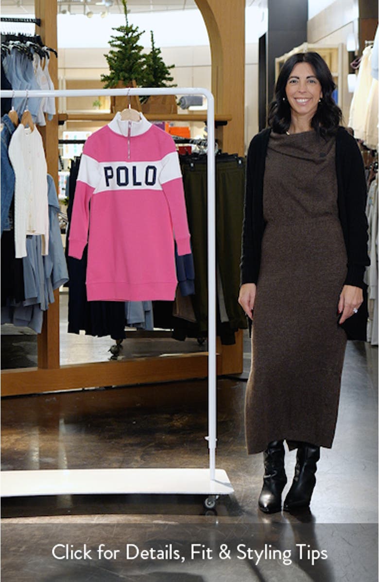 Kids' Colorblock Long Sleeve Graphic Sweatshirt Dress, sales video thumbnail