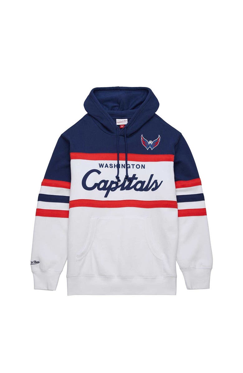 Mitchell & Ness Men's Mitchell & Ness White/Navy Washington Capitals Head Coach Pullover Hoodie, Alternate, color, White