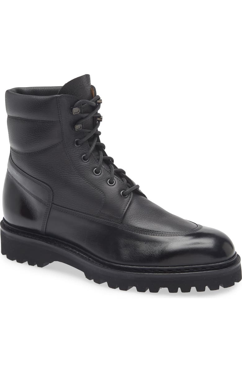 John Lobb Peak Longwing Lugged Ankle Boot, Main, color, Black/ Black