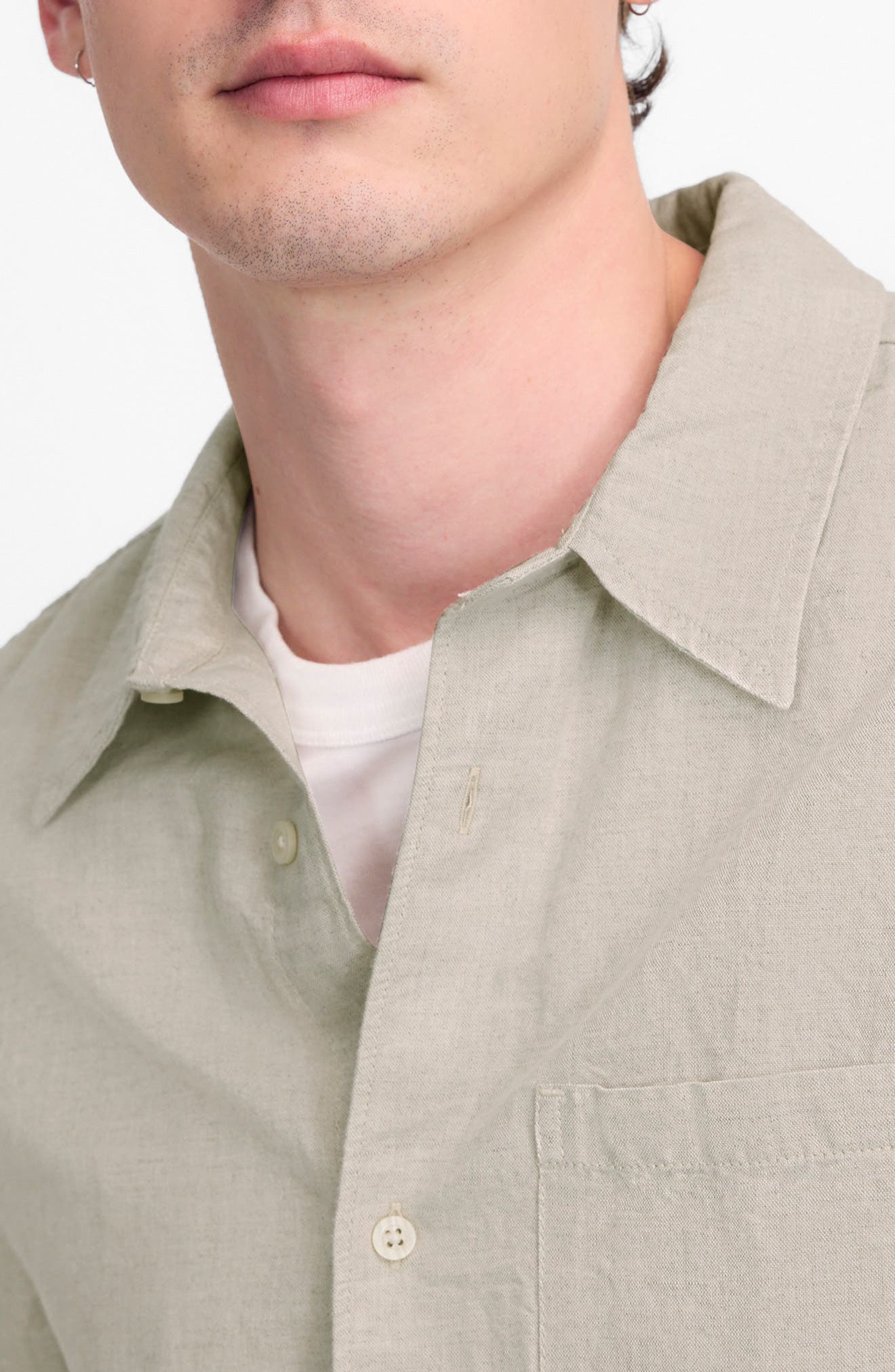 Stripe Linen & Cotton Button-Up Shirt - image 2